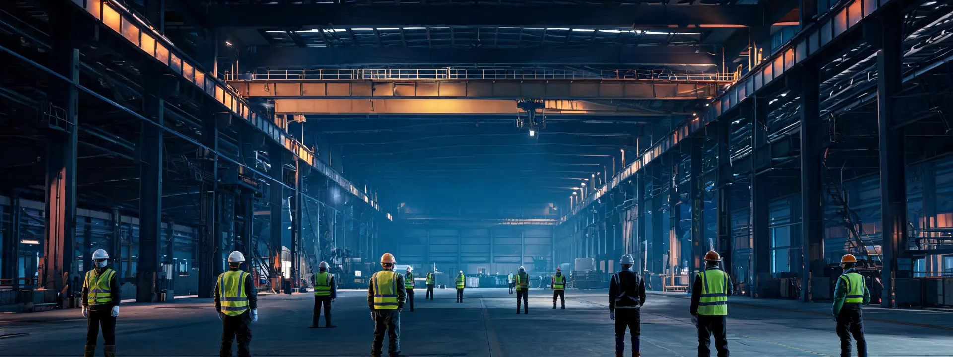 Demag crane assembly hall with overhead runway beams
