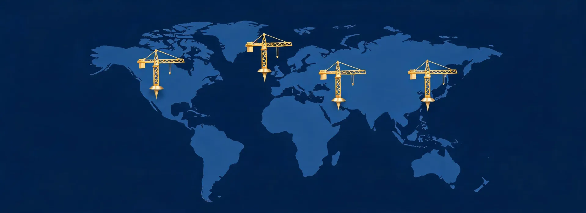 World map highlighting Demag crane project locations